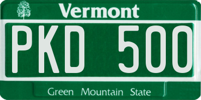 VT license plate PKD500