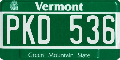 VT license plate PKD536