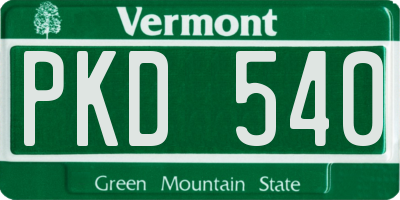 VT license plate PKD540
