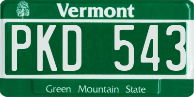 VT license plate PKD543