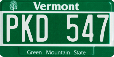 VT license plate PKD547