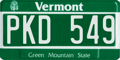 VT license plate PKD549