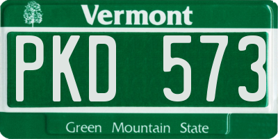 VT license plate PKD573