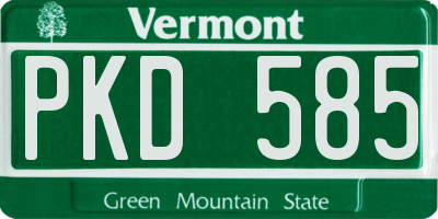 VT license plate PKD585