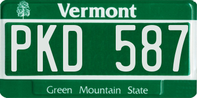 VT license plate PKD587