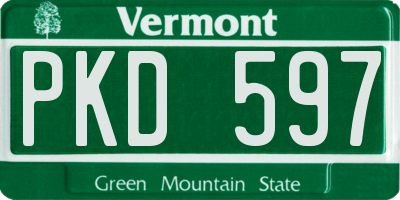 VT license plate PKD597