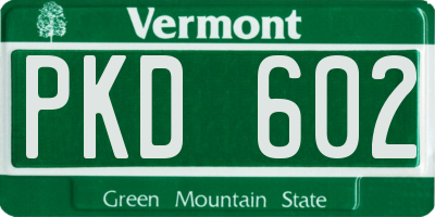 VT license plate PKD602