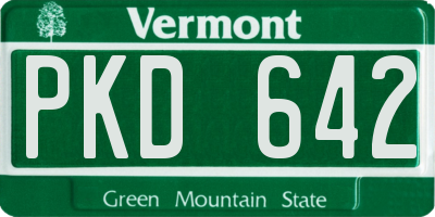 VT license plate PKD642