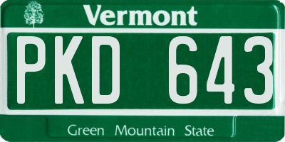VT license plate PKD643