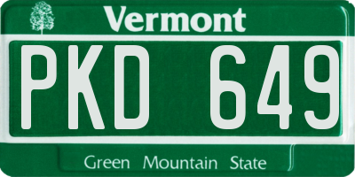 VT license plate PKD649