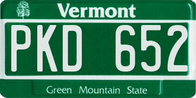 VT license plate PKD652