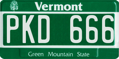VT license plate PKD666