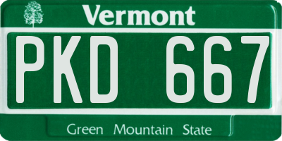 VT license plate PKD667