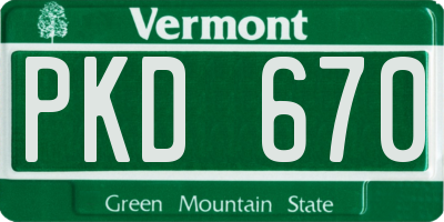 VT license plate PKD670