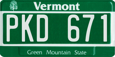 VT license plate PKD671