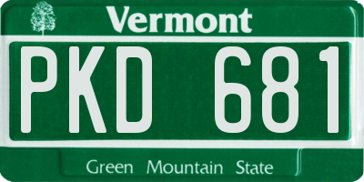 VT license plate PKD681