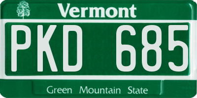 VT license plate PKD685