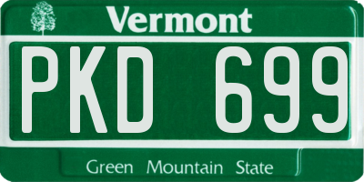 VT license plate PKD699