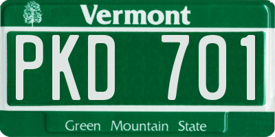 VT license plate PKD701