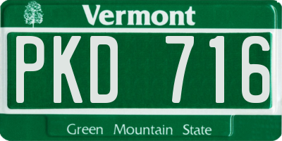 VT license plate PKD716