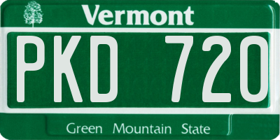 VT license plate PKD720
