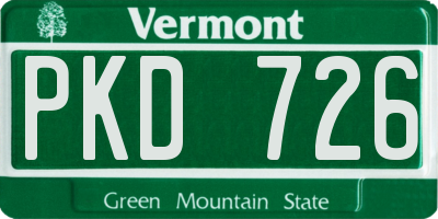 VT license plate PKD726