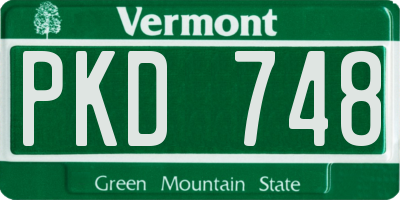 VT license plate PKD748