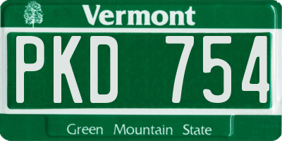 VT license plate PKD754
