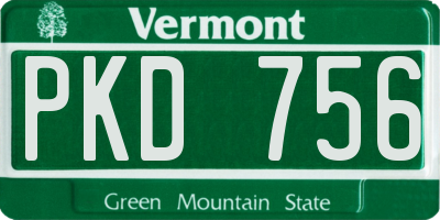 VT license plate PKD756