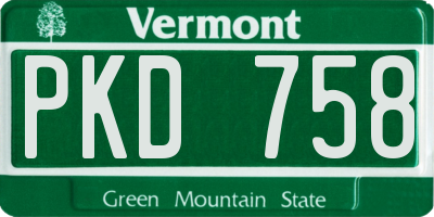 VT license plate PKD758