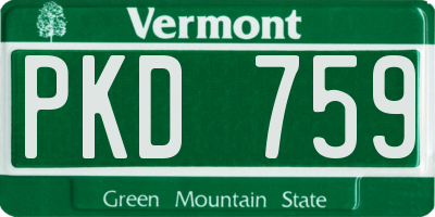 VT license plate PKD759