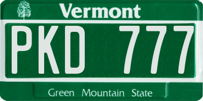 VT license plate PKD777