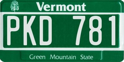 VT license plate PKD781