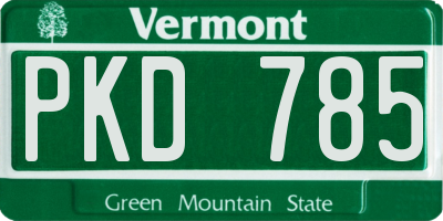 VT license plate PKD785