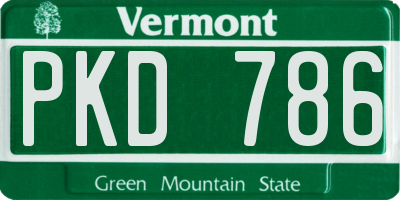 VT license plate PKD786