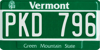 VT license plate PKD796