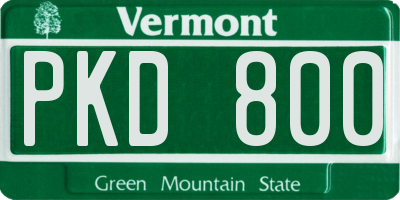 VT license plate PKD800