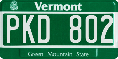 VT license plate PKD802