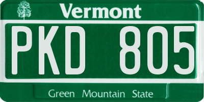 VT license plate PKD805