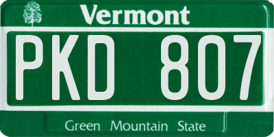 VT license plate PKD807