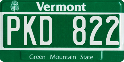 VT license plate PKD822
