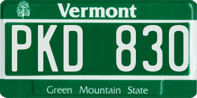 VT license plate PKD830