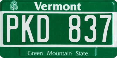 VT license plate PKD837
