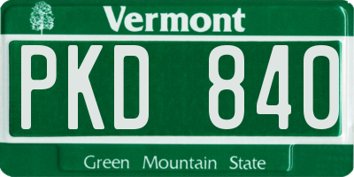VT license plate PKD840