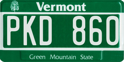 VT license plate PKD860