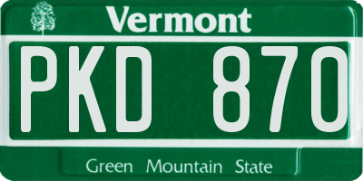 VT license plate PKD870