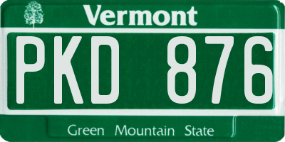 VT license plate PKD876