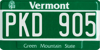 VT license plate PKD905