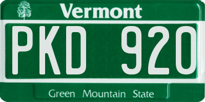 VT license plate PKD920