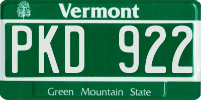 VT license plate PKD922
